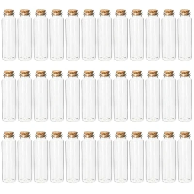 Image of BELLE VOUS 36 Pack Glass Favour Jar Set with Cork Lids 50ml/1.7 oz Mini Mason Airtight Storage Bottles for Wedding Favours, Party, Kitchen Spices and Jam