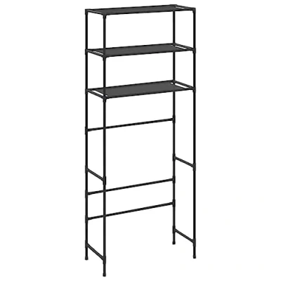 Image of vidaXL 3 Tier Black Storage Rack for Over Laundry Machine Stainless Steel Organizer Shelf Bathroom and Room Essentials