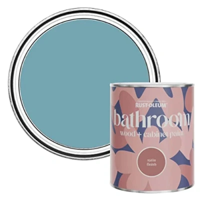 Image of Rust Oleum Blue Moisture Resistant Bathroom Wood and Cabinet Paint in Satin Finish Belgrave 750ml