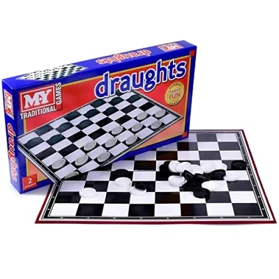 Image of Draughts Game Traditional Checkers Board Game, Strategy For Kids and Adults, Educational Toy, Family Foldable
