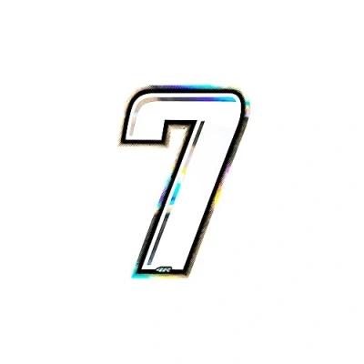 Image of Holographic Racing Number 7 Slim, White, 10 X 6.5 cm