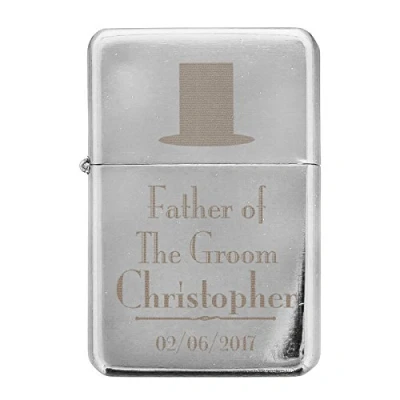 Image of Custom Personalised Decorative Wedding Father of the Groom Petrol Lighter. Laser Engraved. For Weddings