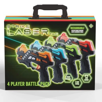 Image of Strike Laser Tag Rechargeable Guns Set Infrared 4 Multi Player Pack &amp; Deluxe Carry Case Game For Kids