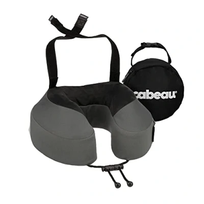 Image of Cabeau Evolution S3 Travel Pillow Straps to Airplane Seat Ensures Your Head Won’t Fall Forward Relax with Plush Memory Foam Quick Dry Fabric Keeps You Cool and (Steel)…