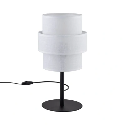Image of Calisto Table Lamp With Round Shade Black, White 1xE27
