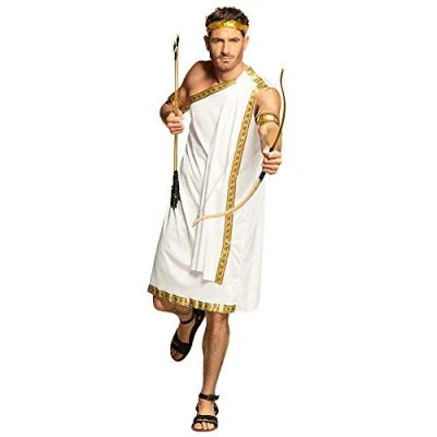 Image of Boland Mens God of Olympus Adult Fancy Dress Costume Greek DressUp Roman Outfit Toga White/Gold M/L