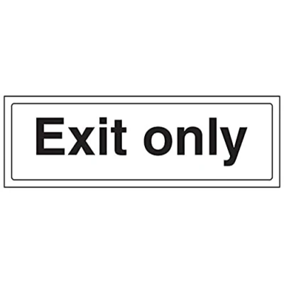 Image of V Safety Exit Only Door Sign 300mm x 100mm 1mm Rigid Plastic