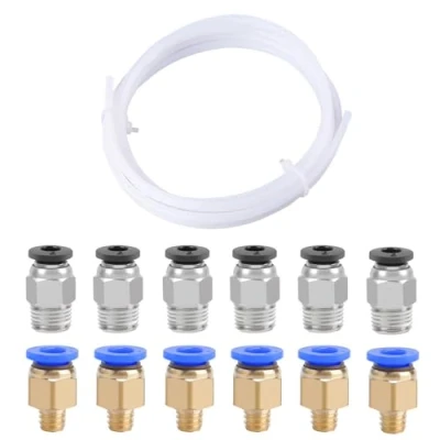 Image of QitinDasen 3 Meters 3D Printer PTFE Teflon Tube, with 6 Pieces PC4 M6 Pneumatic Connector and M10
