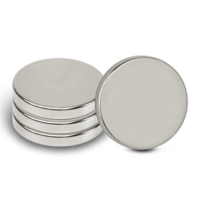 Image of MAUL Neodymium Disc Magnet Flat with High Adhesion for Versatile Use Round Elegant and Modern Design Diameter 20 x 3 mm Pack of 4 Light Silver