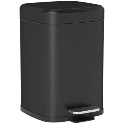 Image of HOMCOM 12 Litre Pedal Bin, Fingerprint Proof Kitchen Bin with Soft close Lid, Metal Rubbish Foot and Removable Inner Bucket, Black