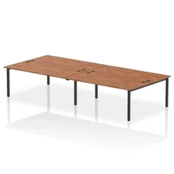 Image of Impulse Bench B2B 4 Person 1800 Black Frame Office Desk Walnut