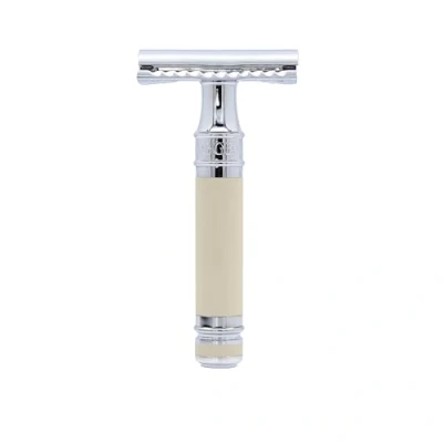 Image of Edwin Jagger DES87RCBLAMZ Short Handled Classic Double Edge Manual Eco Friendly and Reusable Safety Razor for Men Women Shaving cream or Soap Fits All DE Blades (Ivory Rubber Coated)