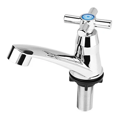 Image of Single Cold Faucet ABS Plastic Handle Basin Water Tap for Bathroom Rest Room Washing Hand Kitchen Sink (Cross G1/2)