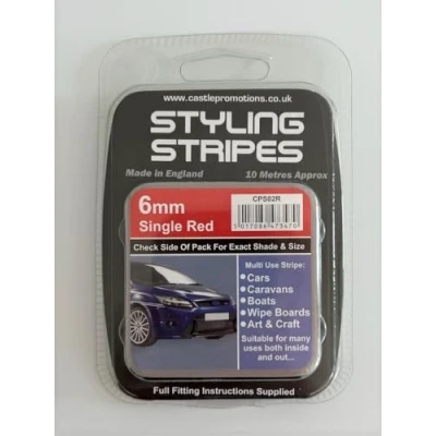 Image of Pin Stripe 6mm x 10mtr Self Adhesive Car Black White Red Gold Silver Coach Tape Styling (Red)