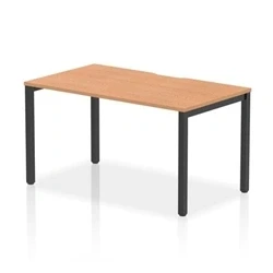 Image of Evolve Plus 1400mm Single Starter Bench Desk Oak Top Black Frame