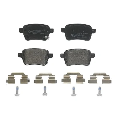 Image of 0000077366595, 68211493AA, 77366595 brake pad set BREMBO P 23 156 with acoustic wear warning caliper screws accessories FIAT: 500L