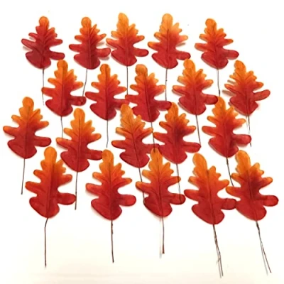 Image of Blue Frog Toys 20 Artificial Faux Oak Leaves 11cm Brown Autumn Halloween Craft Decorations