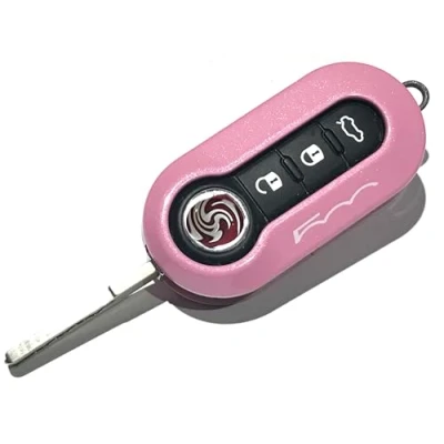 Image of Nordecco Fiat 500 Key Case Cover Fits For 500C 500L Abarth Grande Punto Brava Panda Stilo Linea 3 Button Flip (Pink Glitter)