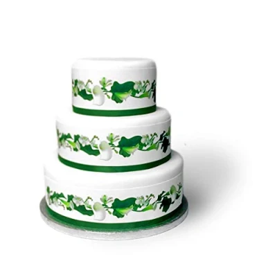 Image of Edible Decor Sheet White Lily &amp; Orchid flower themed Border Ribbon Perfect for Decorating Your Cakes Easy to Use