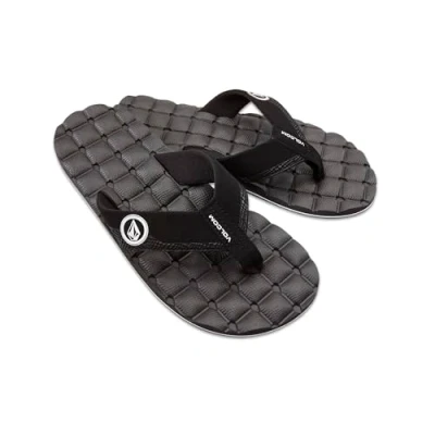 Image of Volcom Men&#039;s Recliner Sandal Flip Flop, Black White New, 11 UK