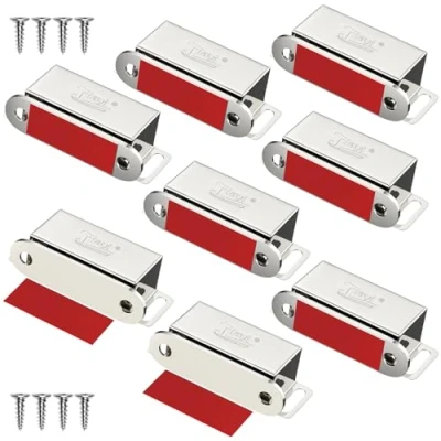 Image of Cupboard Door Magnets Jiayi 8 Pack Magnetic Catch Stainless Steel Small Cabinet Catches and Latches for Kitchen Wardrobe Closers Magnet Closure