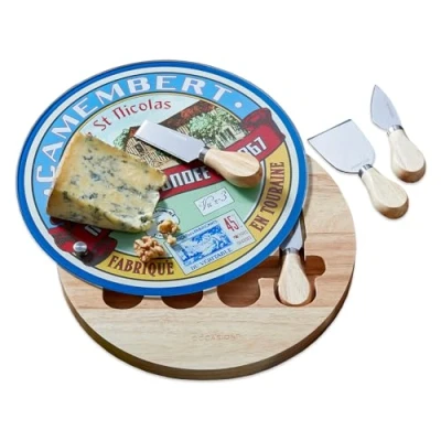 Image of Occasion Swivel Cheese Board Gift Set Lazy Susan Turntable Base with Knife