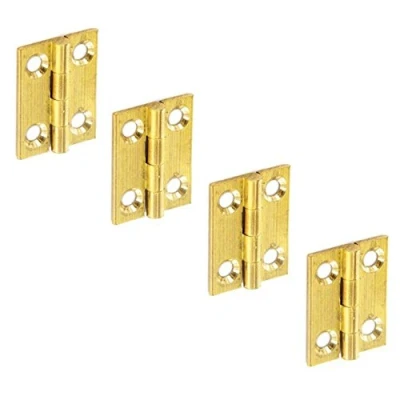 Image of 2 Pairs of 25mm Solid Brass Butt Hinges For Model Making or Cabinet + Screws 40512