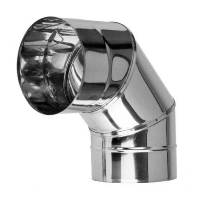 Image of Metal Chimney Elbow 90 Degree Stainless Steel Liner Bend Stove Pipe Adaptor (Ø 100mm / 3.94&quot;)