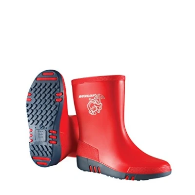 Image of DUNLOP Boy&#039;s Unisex Kids Mini Rain Boot, Red/Navy Blue, 5 UK Child