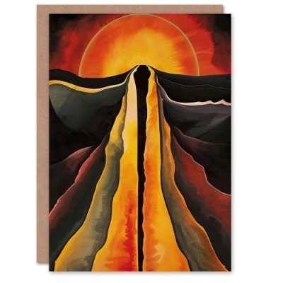 Image of Artery8 Abstract Sunset Painting Fire Landscape Space Greeting Birthday Card Him Her All Blank