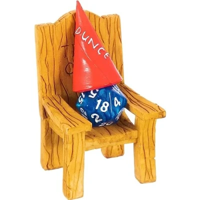 Image of DND Dice Jail Time Out Chair &amp; Dunce Hat Punish Your Bad in Our of Shame Accessories/Gift for Dungeons and Dragons. Miniature Cap Works All D&amp;D D20, D10, D8, D6, D4