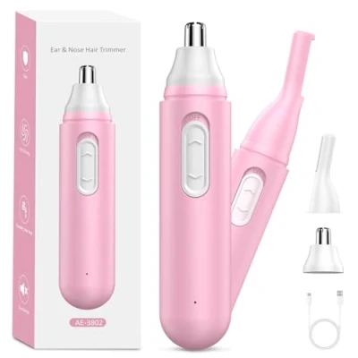 Image of Nose Hair Trimmer for Women Rechargeable: 2024 Upgrade Ladies Painless Dual Edge Blades IPX7 Waterproof Eyebrow &amp; Facial Easy Cleansing, Pink