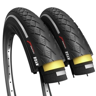 Image of Fincci Pair Reflective 700x35c Tyres, 37 622, with 1mm Antipuncture Protection Pack of 2, Ideal for Road, Hybrid, Touring, and Electric Bicycles