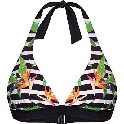 Image of FIREFLY Mia Bikini Top AOP/Black/Greendark 36