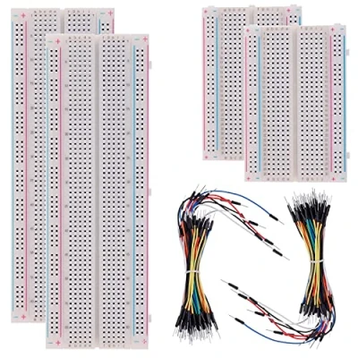 Image of BOJACK Breadboard Kit Solderless 2 Pcs 830 Tie Points &amp; 400 126 Flexible Jumper Wires (3 Values 130 Pcs)