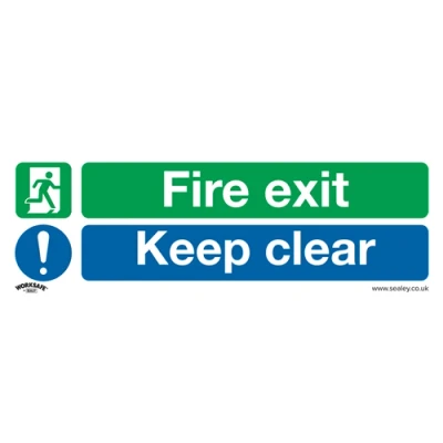 Image of Worksafe Safe Conditions Safety Sign Fire Exit Keep Clear (Large) Rigid Plastic