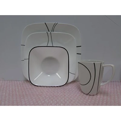 Image of Corelle Simple Lines Square 16pc Dinner Set