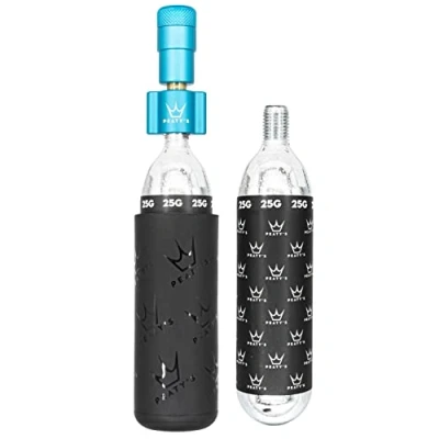 Image of Peaty&#039;s Holeshot CO2 Tyre Inflator Kit 25g Premium Unique Compact Straight Line Design for Maximum Airflow &amp; Rapid Inflation, Mountain Bike 2x25g Freeze Protector Sleeve, MTB (25g), Turquoise
