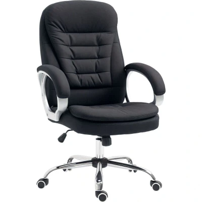 Image of Vinsetto Ergonomic Office Chair Task for Home with Arm, Swivel Wheels, Linen Fabric, Black
