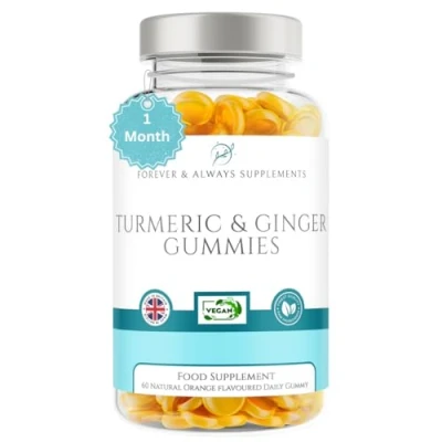 Image of Turmeric &amp; Ginger Gummies 60 x Orange Flavoured High Strength 13500mg of Curcumin Per Serving, Joint support, arthritis, pain immune vitamins for adults