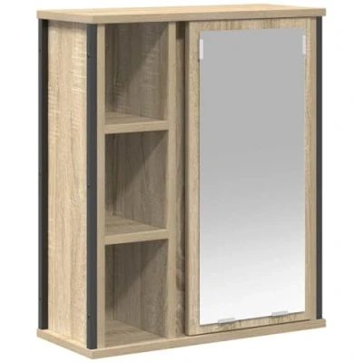 Image of vidaXL Bathroom Wall Cabinet with Mirror Modern Sonoma Oak 50x21x60 cm Engineered Wood Storage Unit for Small Spaces