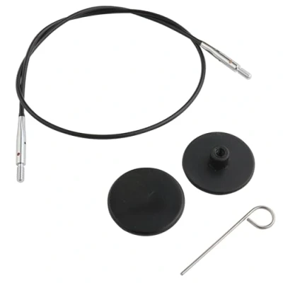 Image of KnitPro The Mindful Collection Stainless Steel Black/Silver Fixed Interchangeable Cable for 50cm Needle 1 Piece