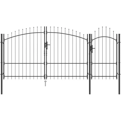 Image of vidaXL Garden Gate with Spear Top Grey 195x400 cm Steel