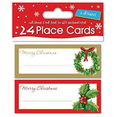 Image of 24 x Christmas Xmas Place Cards Table Name Settings 2 Designs to Choose, Traditional