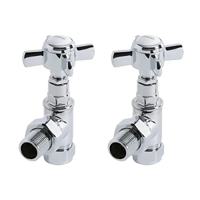 Image of Milano Traditional Pair of Chrome Angled Heated Towel Rail Radiator Valves