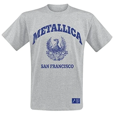 Image of Metallica College Crest Men T Shirt Grey S, 90% Cotton, 10% Polyester, Regular