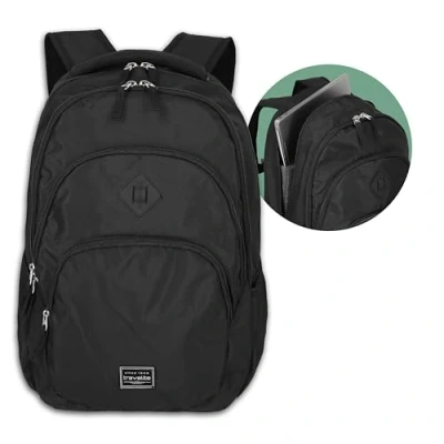 Image of Travelite Basic Hand Luggage Backpack, Laptop 15.6 Inches, Daypack, Daypack with Many Compartments + Attachment Function, 45 cm, 22 Litres, black, Handgepäck Rucksack Classic