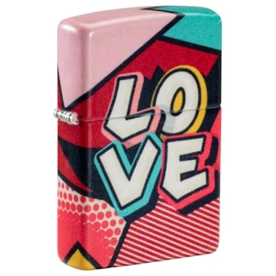 Image of Zippo Windproof Lighter Love Design Refillable for Lifetime Use Gift Box Metal Construction Made in USA, Multicolor, One Size