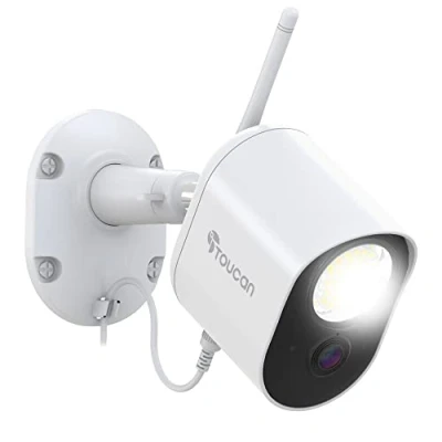 Image of TOUCAN Wired Outdoor Security Camera with 1200 Lumen Floodlight &amp; RADAR Motion Detection, HD CCTV Systems, Lights Sensor, No Monthly Fees