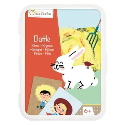 Image of Avenue Mandarine Ref CO103O Battle Rhyming Words Card Game Find a Rhyme Matching Your Design 2 Players, 10 Minute Playtime, Suitable for Ages 6+